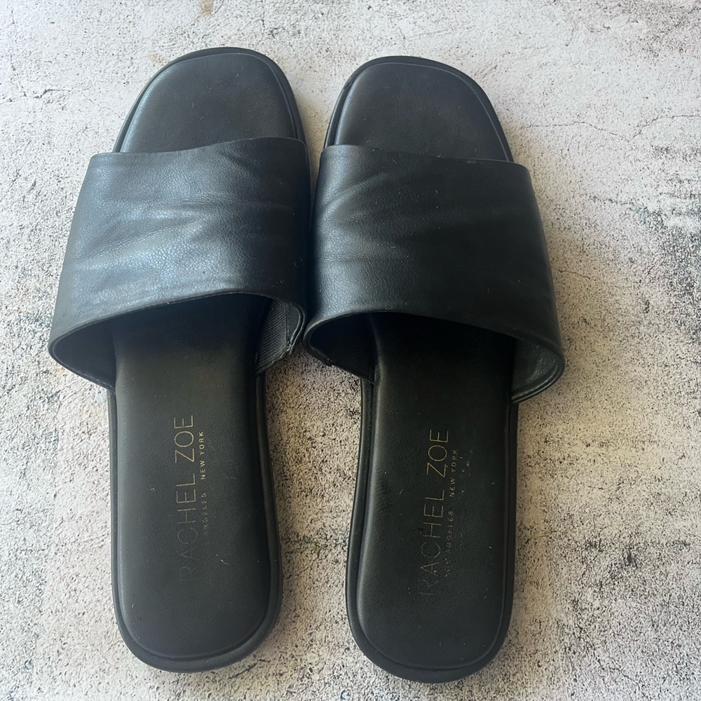 RACHEL ZOE Tudor Slide Black Sandals size 7 1/2